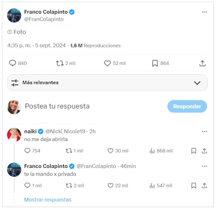 Rapidísimo con las minas Franco Colapinto, se picanteó con Nicki Nicole ¿Romance en puerta?